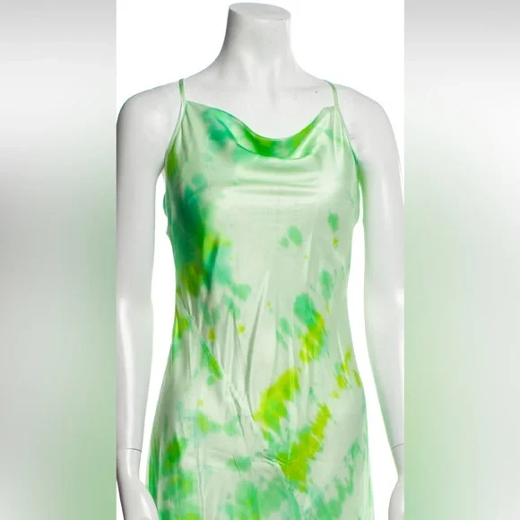 RARE Rat and Boa Tie Dye Cowl neck silk satin Slip Dress small maxi long